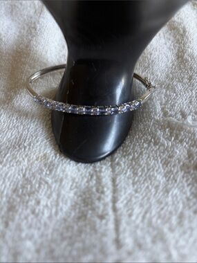 Silver sterling tanzanite Bangle Bracelet with Light Purple Stones - Unbranded